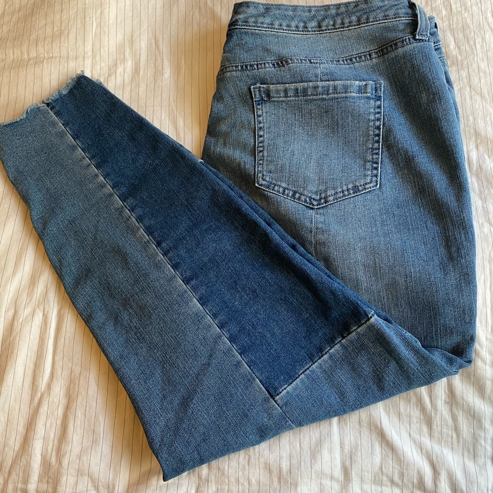 Style & Co Curvy Skinny Ankle Patchwork Jeans